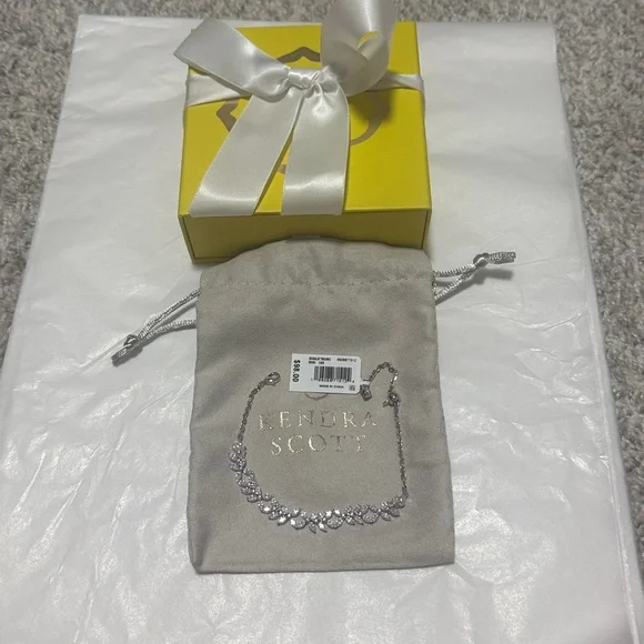 NWT Kendra Scott Rosalie Silver Tennis Bracelet in White Cubic Zirconia - Picture 3 of 8